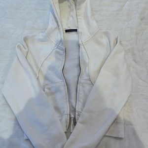 White cropped brandy zip up